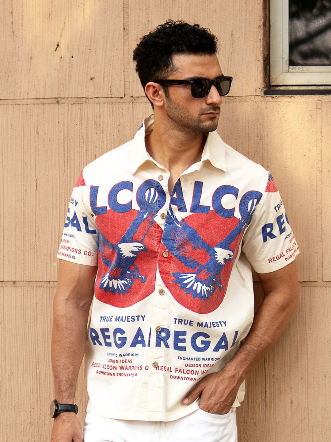 Powerlook Men Falcon Washed Printed Pure Cotton Shirt