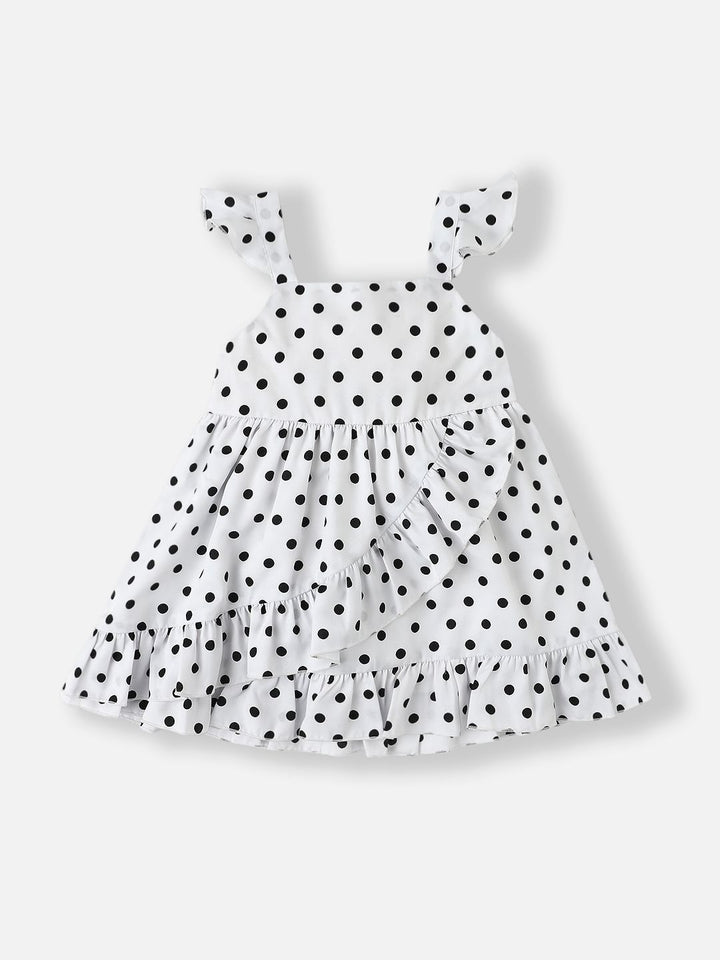Nauti Nati Polka Dot Printed Flutter Sleeve Layered A-Line Dress