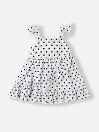 Nauti Nati Polka Dot Printed Flutter Sleeve Layered A-Line Dress