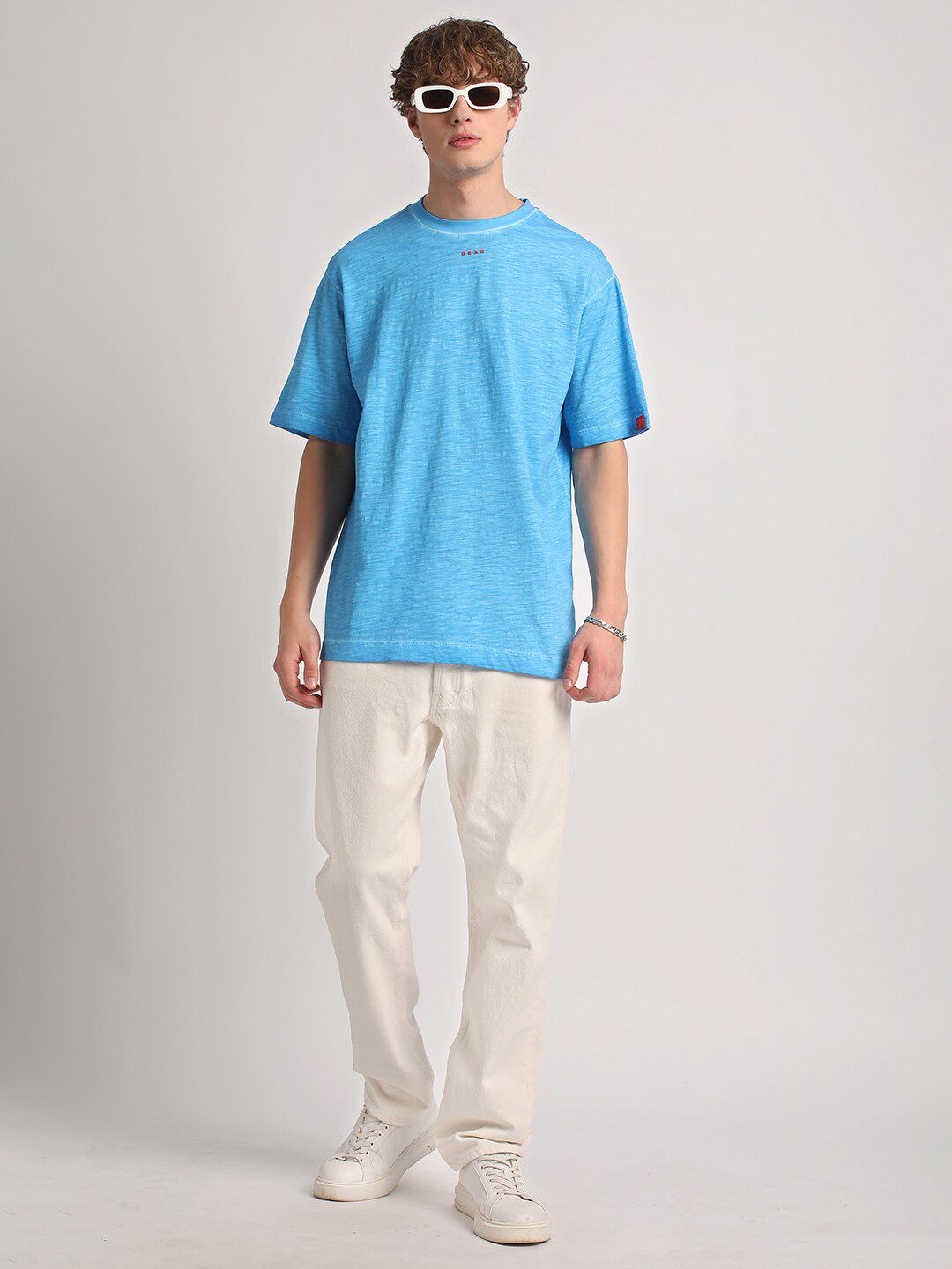 THE BEAR HOUSE Round Neck Drop-Shoulder Pure Cotton Baggy T-shirt