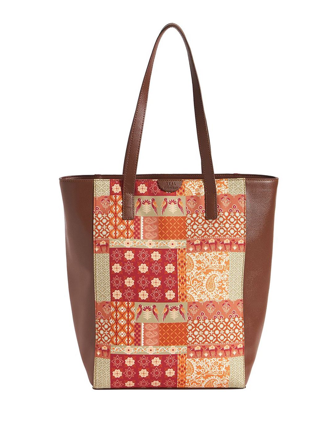TEAL BY CHUMBAK Printed Oversized Shopper Handheld Bag with Tasselled