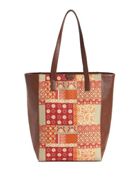 TEAL BY CHUMBAK Printed Oversized Shopper Handheld Bag with Tasselled