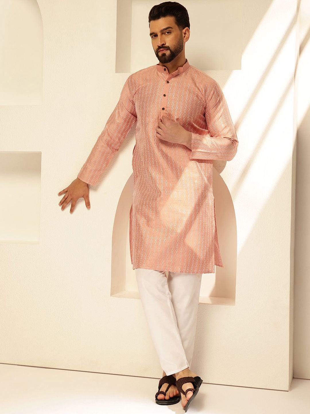 SOJANYA Kurta Lurus Labuci Sulam Geometrik