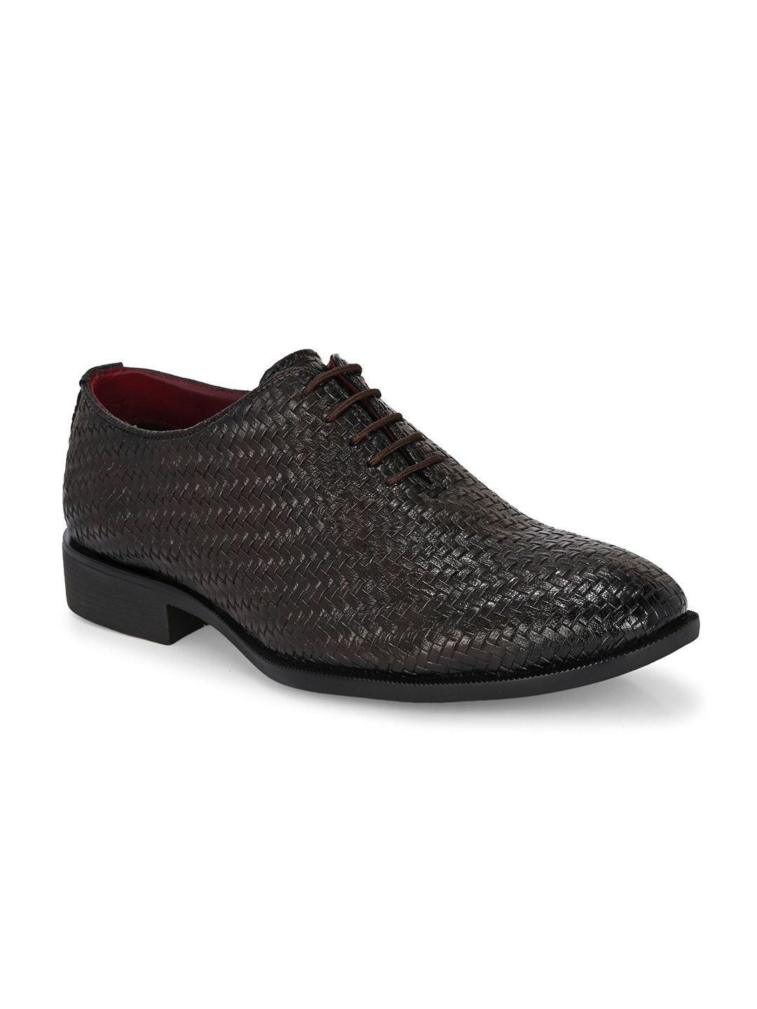 House of Pataudi Men Comfort Fit Textured Formal Derbys Shoes