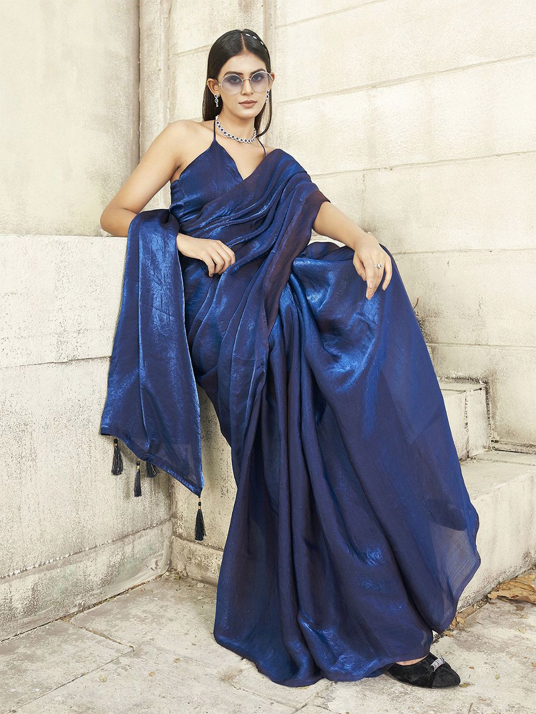 Tikhi Imli Two Way Two Tone Shimmer Jimmy Choo Satin Saree