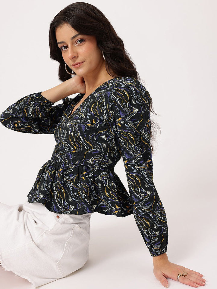 DressBerry Abstract Canvas Peplum Top
