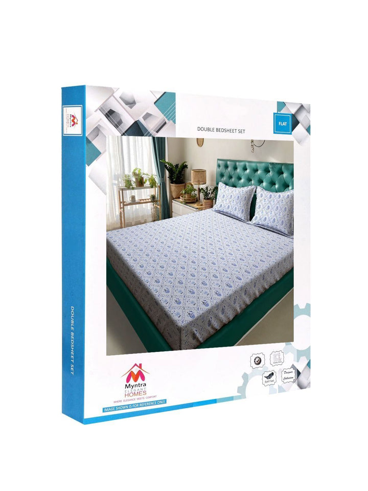 Buku Myntra Elegant Homes Lipat Bunga Ungu Bercetak 300 TC Set Cadar King 2.5 x 2.25 m