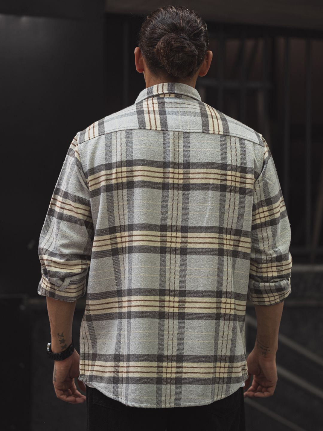 Powerlook Men Spread Collar Tartan Checked Casual Shirt