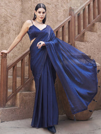 Tikhi Imli Solid Satin Saree With  Blouse Piece