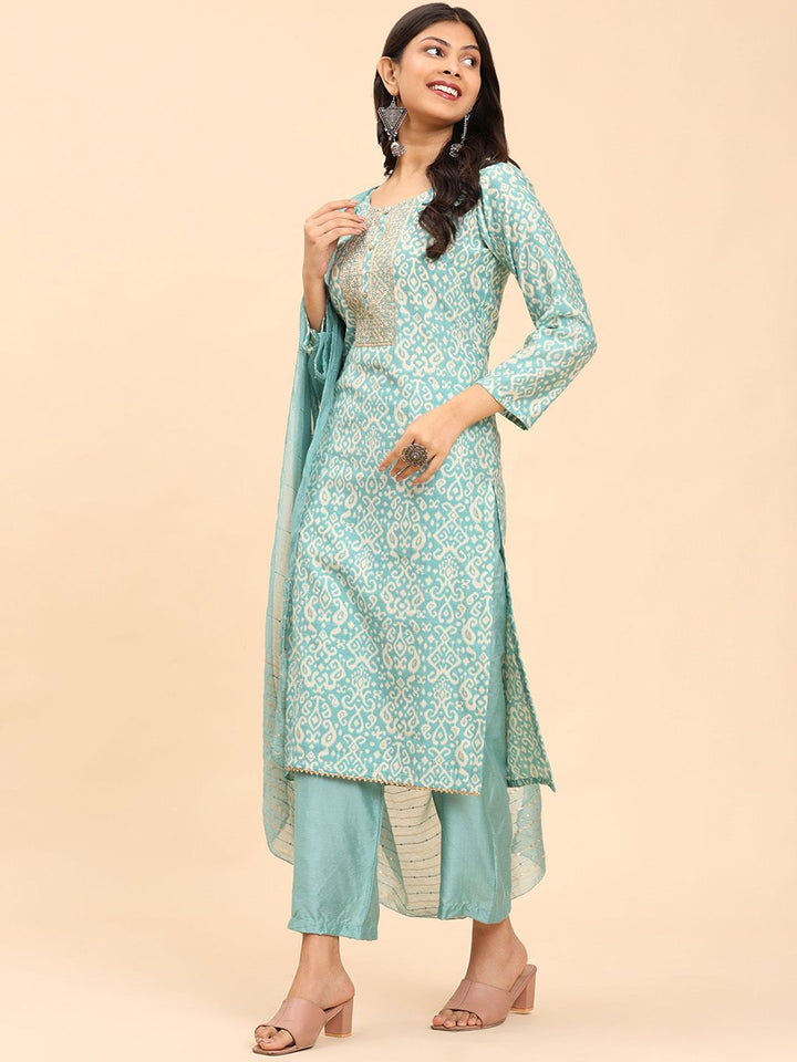 Mamicha Women Floral Printed Regular Pure Cotton Kurta with Palazzos & With Dupatta
