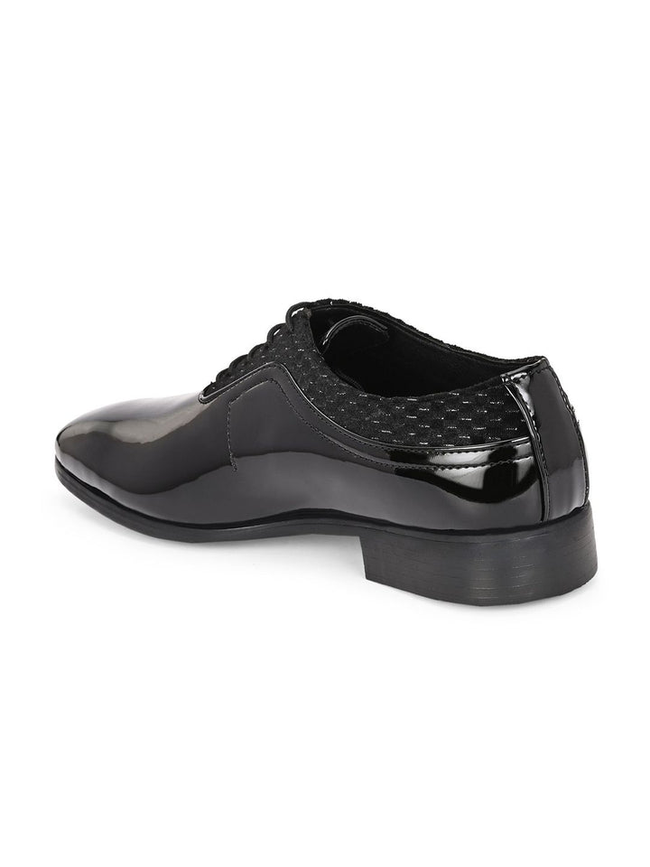 House Of Pataudi Men Black Faux Leather Formal Lace Up Derby