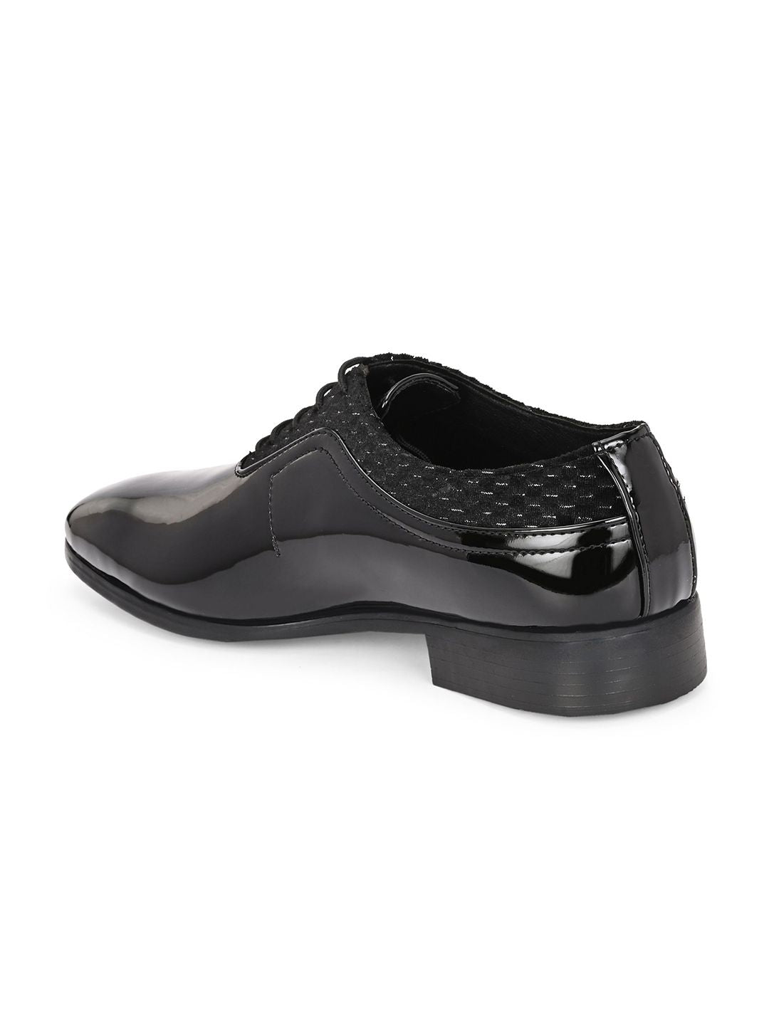 House Of Pataudi Men Black Faux Leather Formal Lace Up Derby