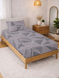 Myntra Elegant Homes Purple Geometric 300 TC Single Bedsheet with 1 Pillow Covers