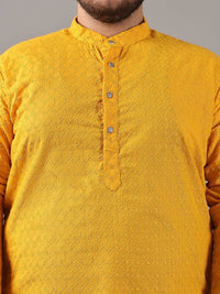SOJANYA PLUS Plus Size Men Ethnic Motifs Embroidered Pure Cotton Kurta With Pyjamas