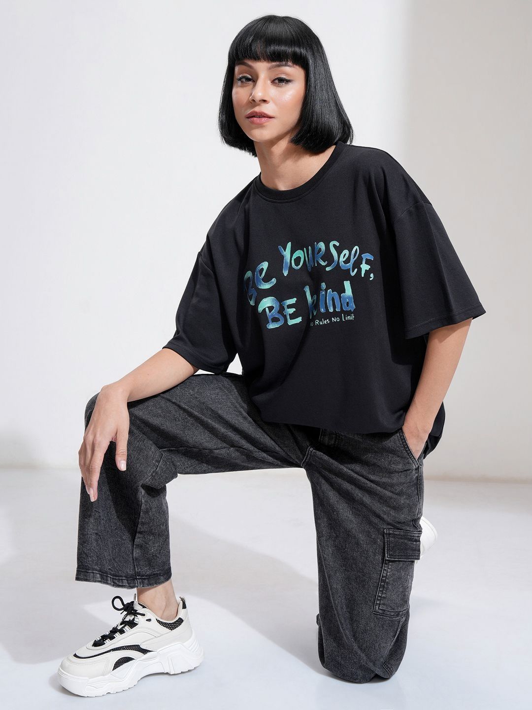 Street By Tokyo Talkies Women Printed Short Sleeved Oversized T-shirt