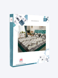 Myntra Elegant Homes White & Brown Floral 300 TC King Cadar dengan 2 Sarung Bantal