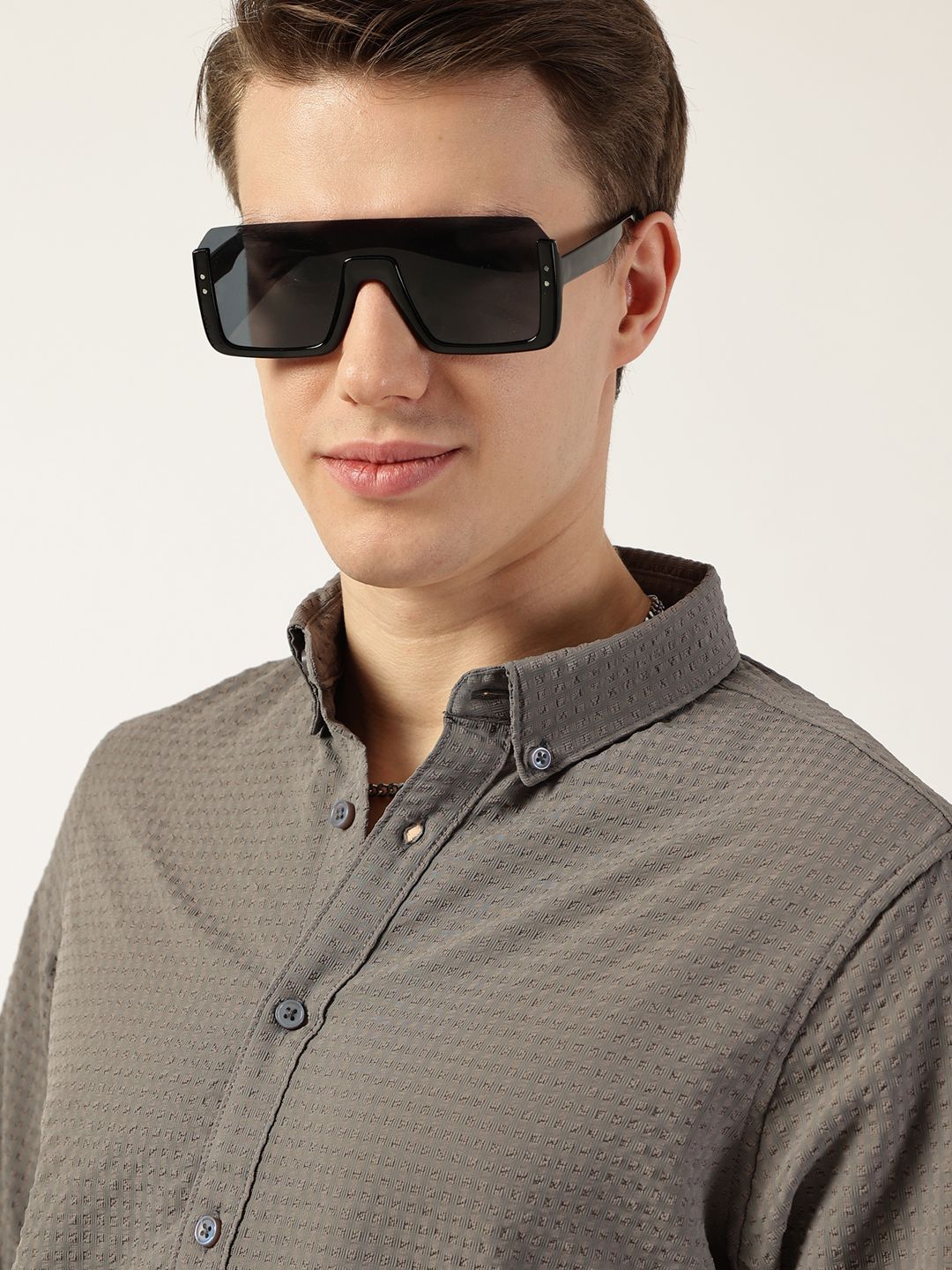 Thomas Scott Men Smart Button-Down Collar Textured Slim Fit Casual Shirt