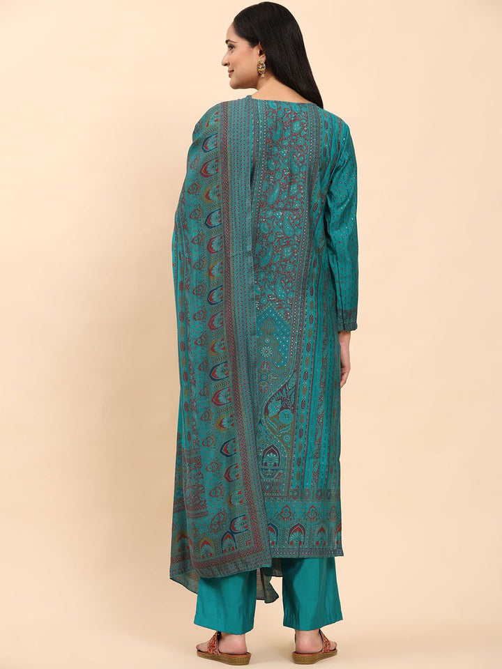 Mamicha Women Floral Embroidered Regular Pure Cotton Kurta with Palazzos & With Dupatta