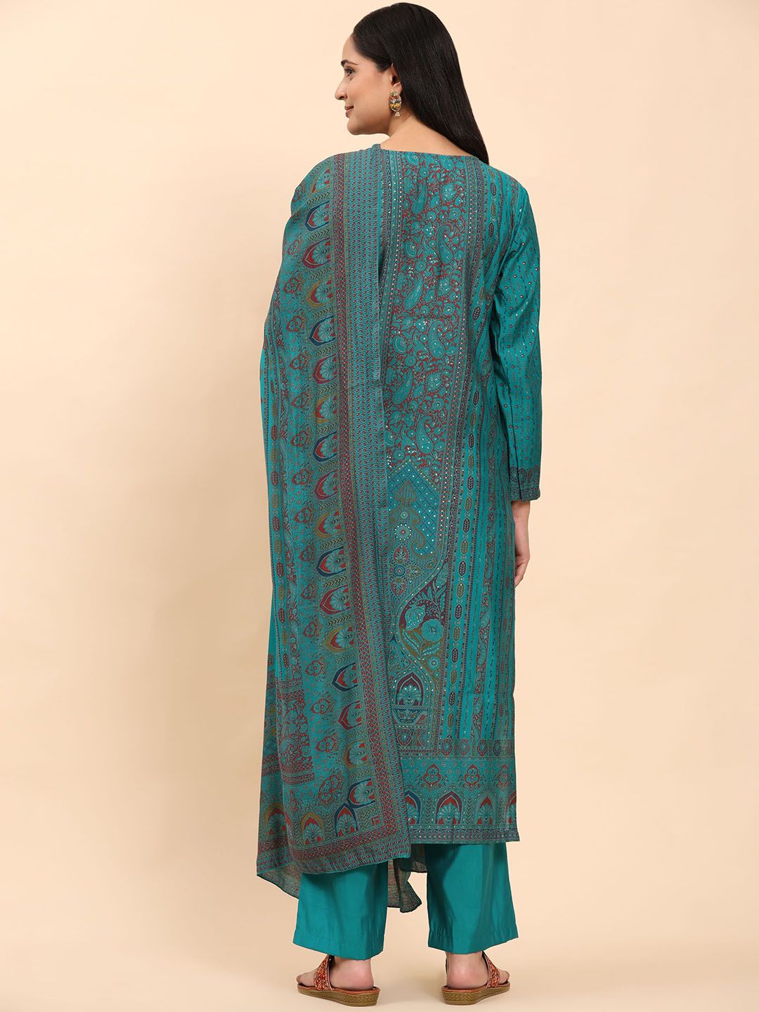 Mamicha Women Floral Embroidered Regular Pure Cotton Kurta with Palazzos & With Dupatta