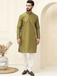 SOJANYA Geometric Embroidered Regular Cotton Silk Kurta With Pyjama