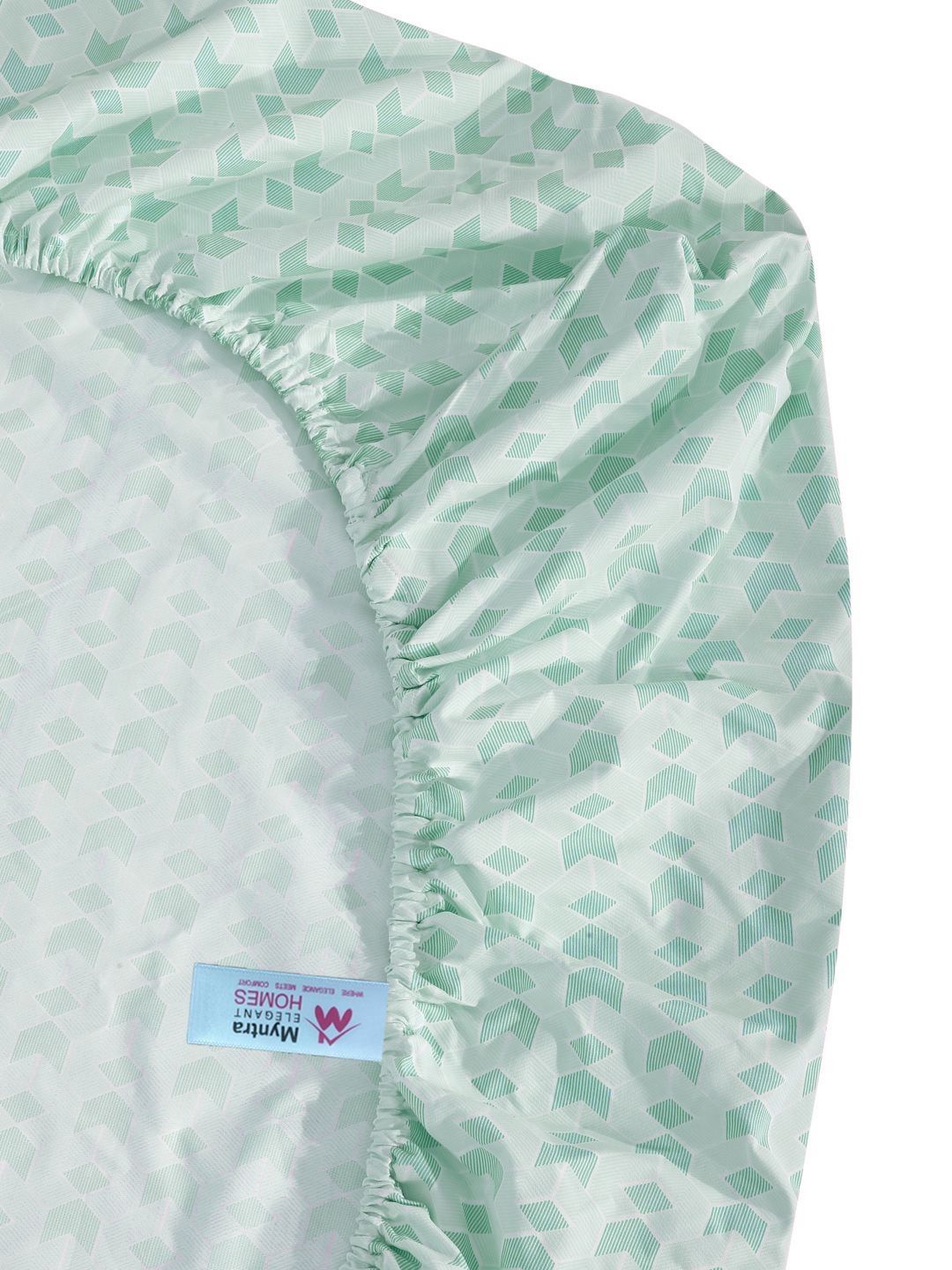 Myntra Elegant Homes Green Geometric 300 TC King Bedsheet with 2 Pillow Covers