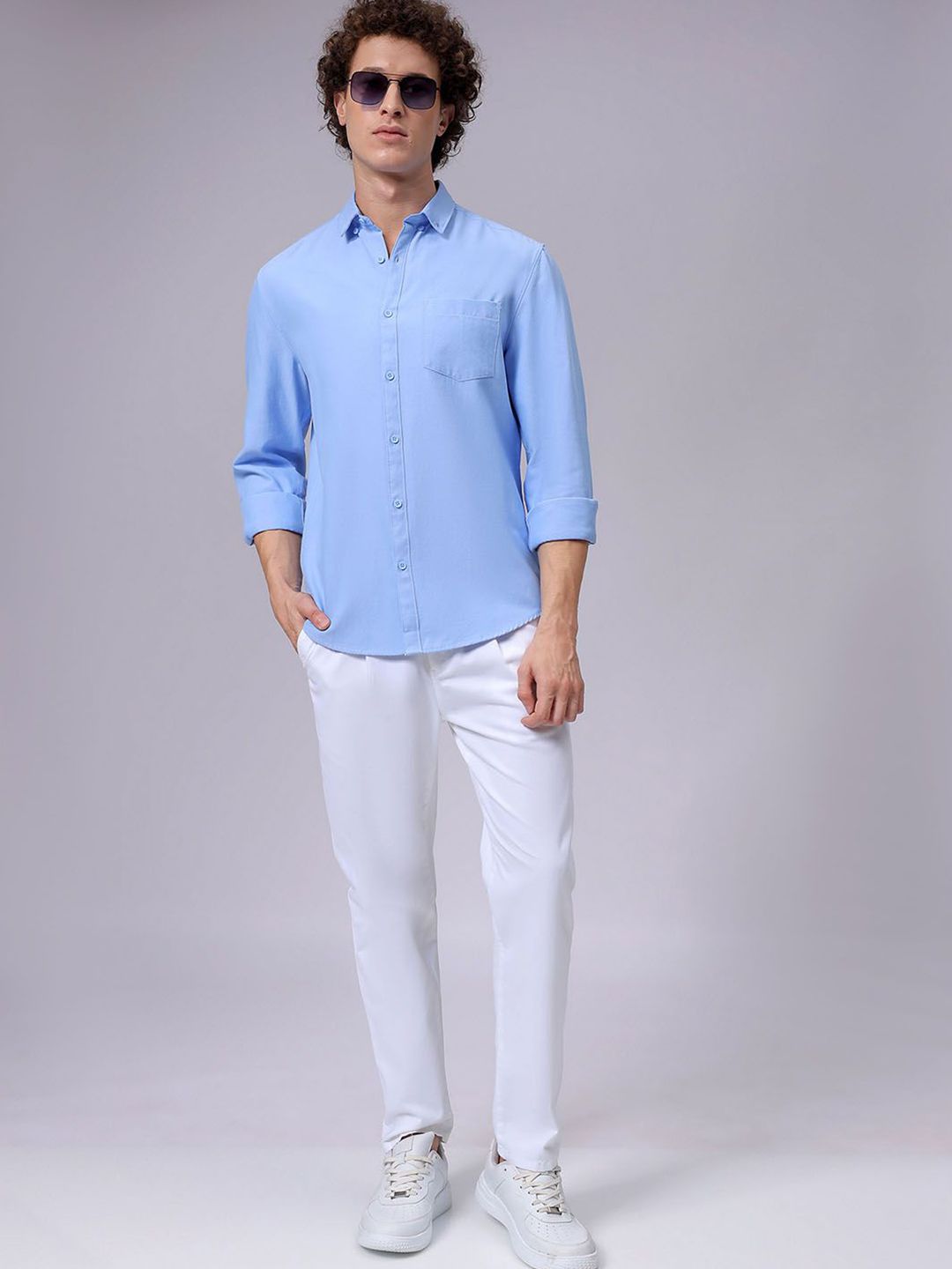 The Indian Garage Co Men Slim Fit Solid Spread Collar Casual Shirt