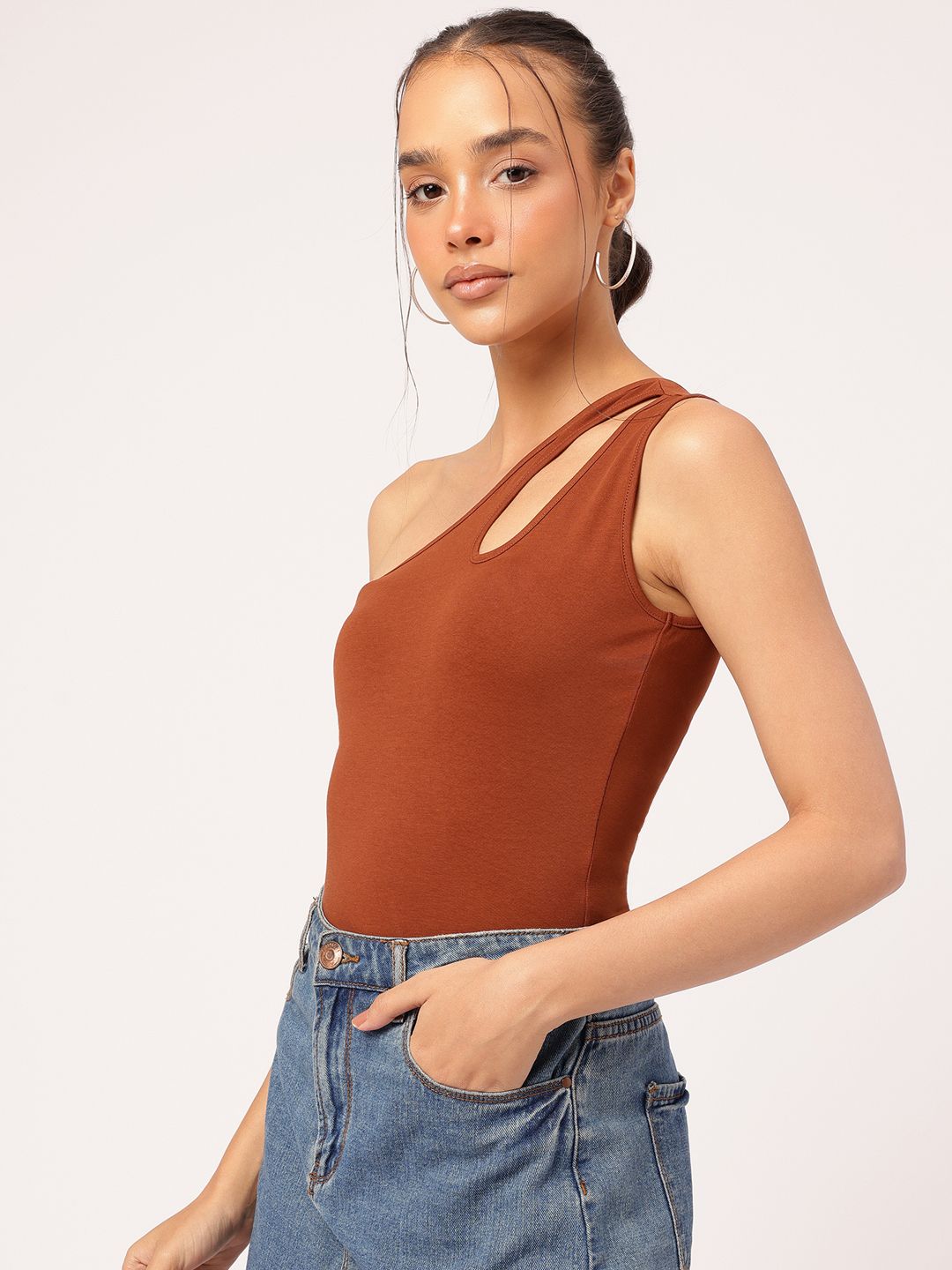 DressBerry Bubbly Basics One-Shoulder Cut-Out Bodysuit