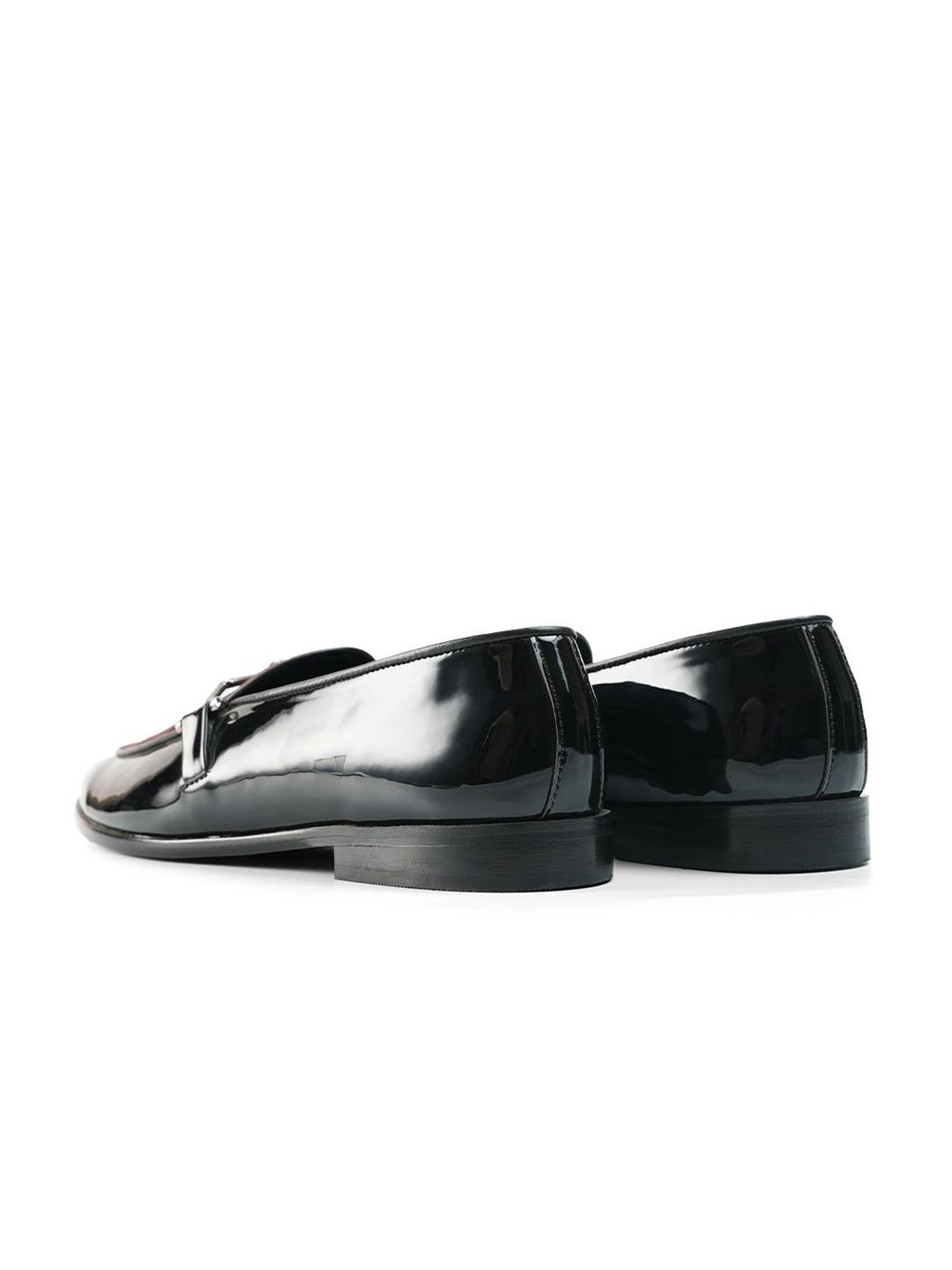 MONKSTORY  Eclecta Glossy Side Buckle Slip Ons - Brown & Black
