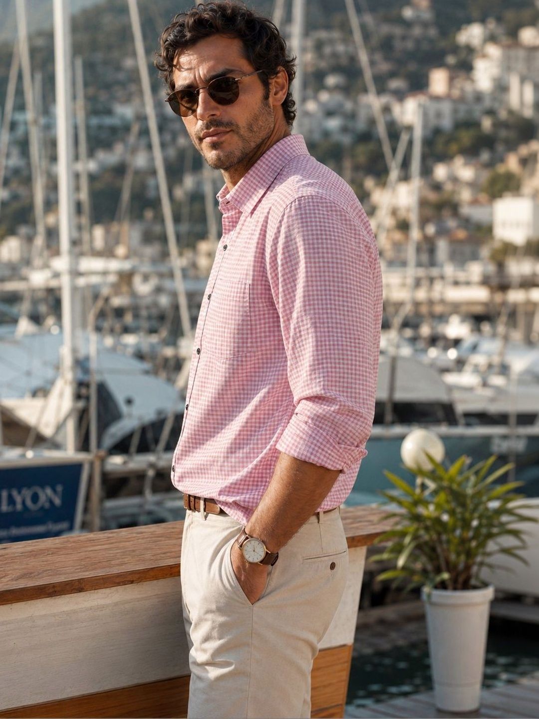 Eszett Checked Spread Collar Pure Cotton Casual Shirt