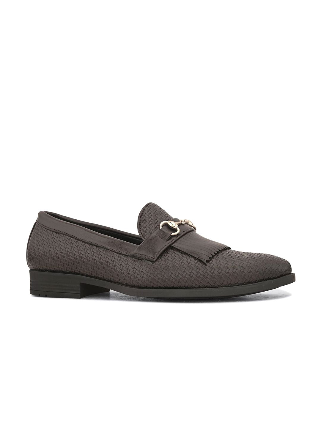 House of Pataudi Men Textured Slip-On Formal Loafers