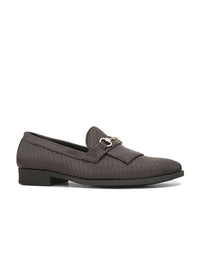 House of Pataudi Men Textured Slip-On Formal Loafers