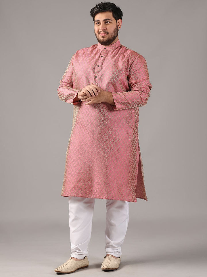 SOJANYA PLUS Plus Size Men Ethnic Motifs Woven Design Straight Kurta With Pyjamas