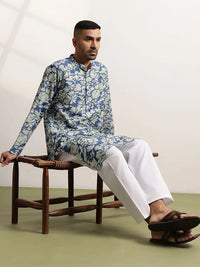 Anouk Men Floral Printed Kurta Biasa dengan Seluar