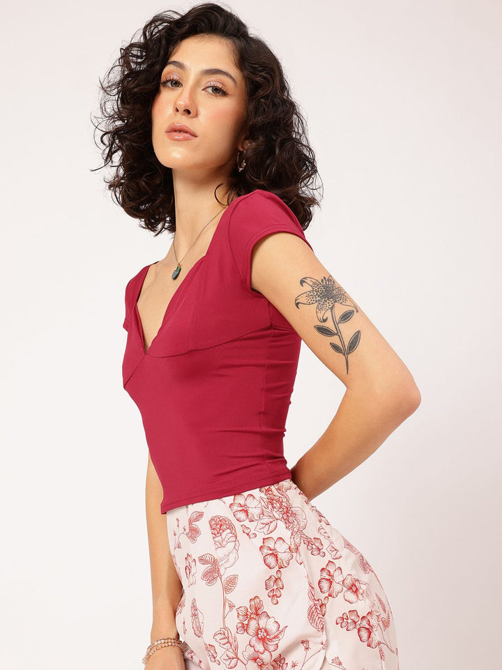 DressBerry Fashionable & Joyful Sweetheart Neck Fitted Top