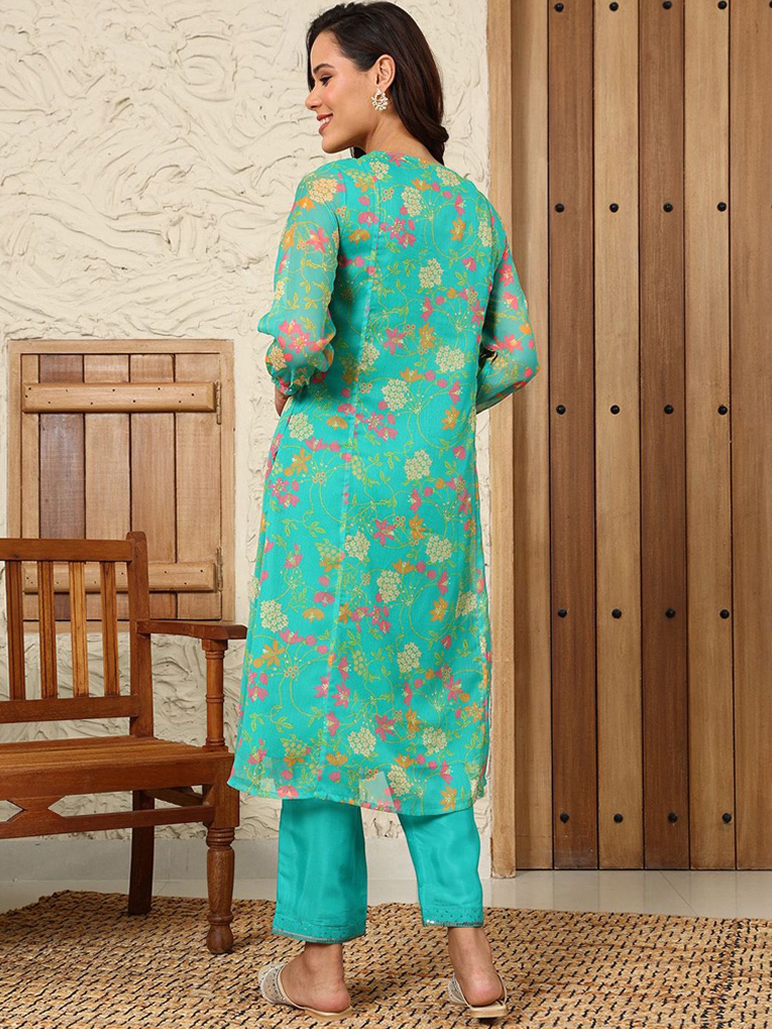 W Women Ethnic Motifs Printed Flared Sleeves Kurta