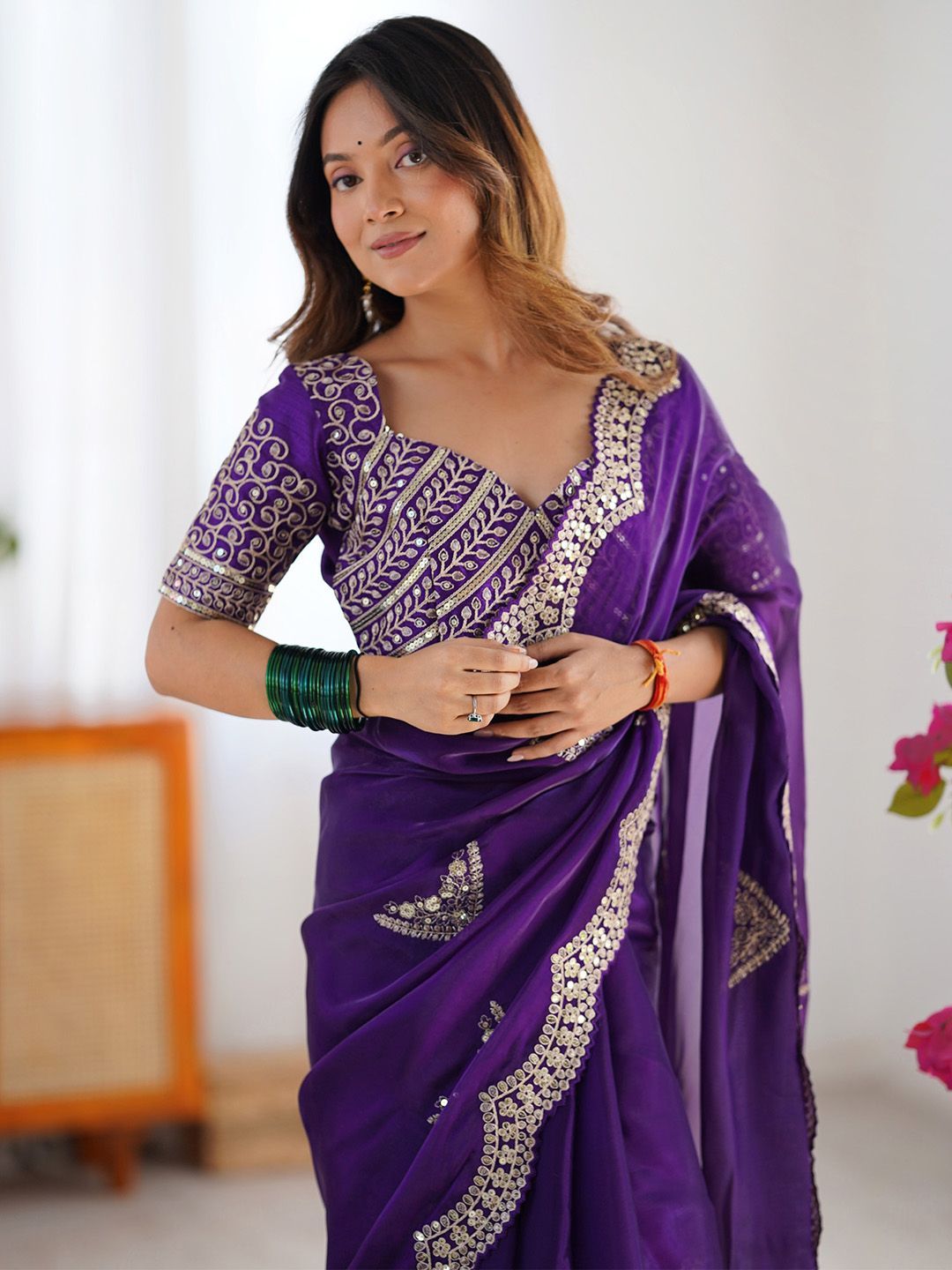 Saree mall Women Embellished Gota Patti Organza Designer Sarees