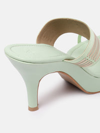 House of Pataudi Open Toe Woven Design Slim Heels
