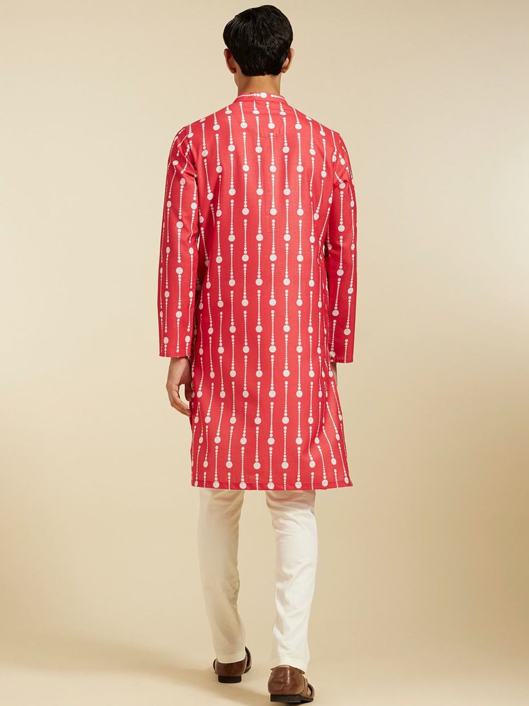 Diwas by Manyavar Geometric Printed Mandarin Collar Straight Kurta