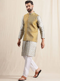Anouk Men Floral Woven Design Kurta with Pyjamas & Nehru Jacket