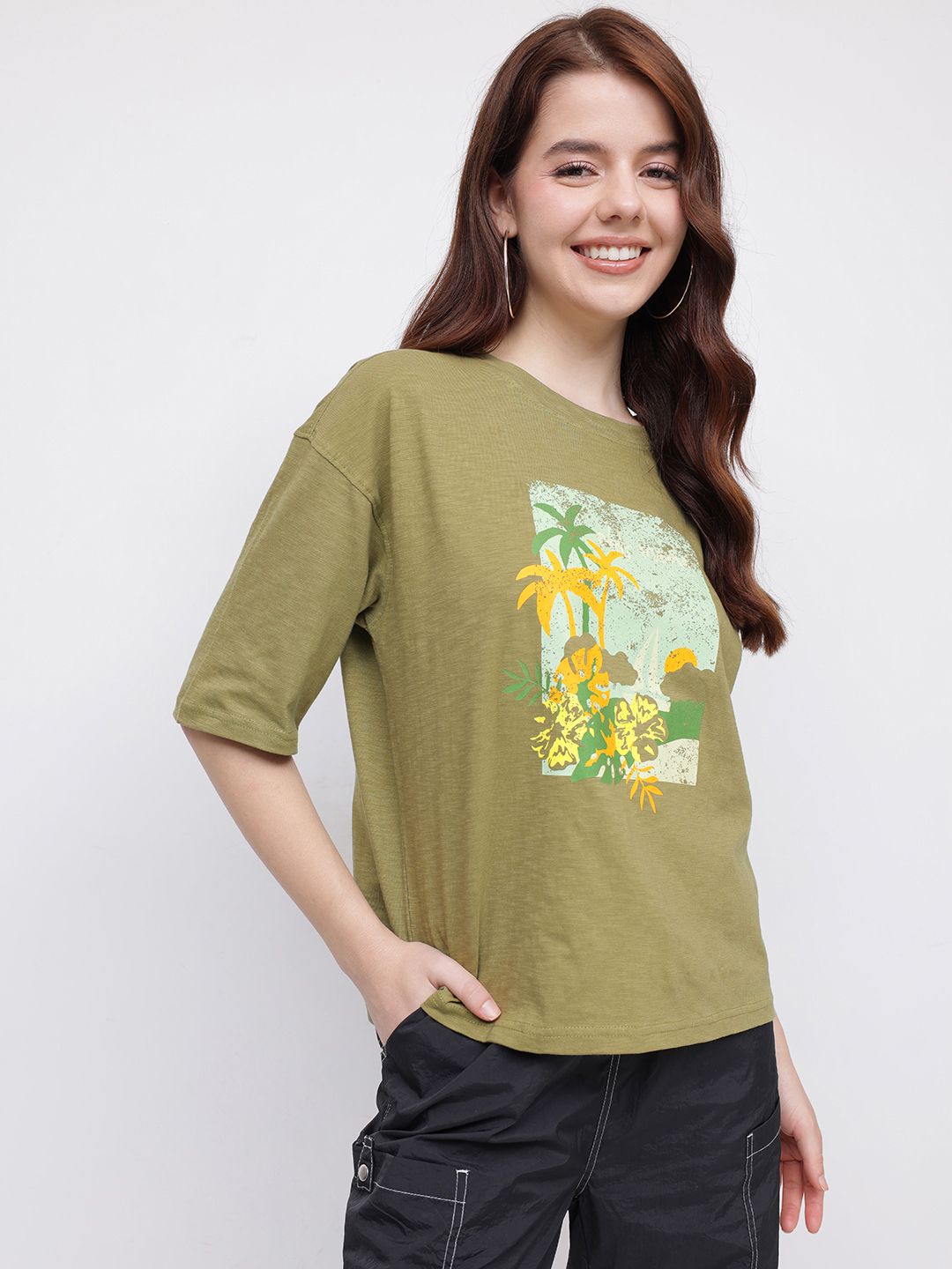DressBerry Palm Paradise Printed T-shirt