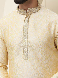 SOJANYA Paisley Sulam Biasa Benang Kerja Cotton Silk Kurta Dengan Pijama
