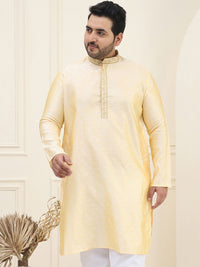 SOJANYA Plus Paisley Woven Design Kolar Mandarin Lengan Panjang Kurta Lurus