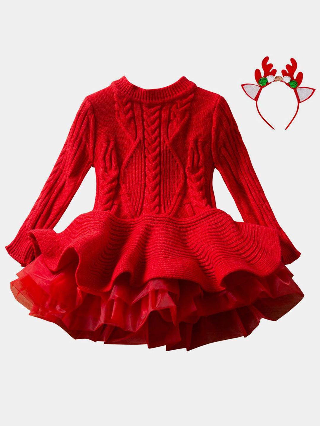 YK Girls Self Design Jumper Dress