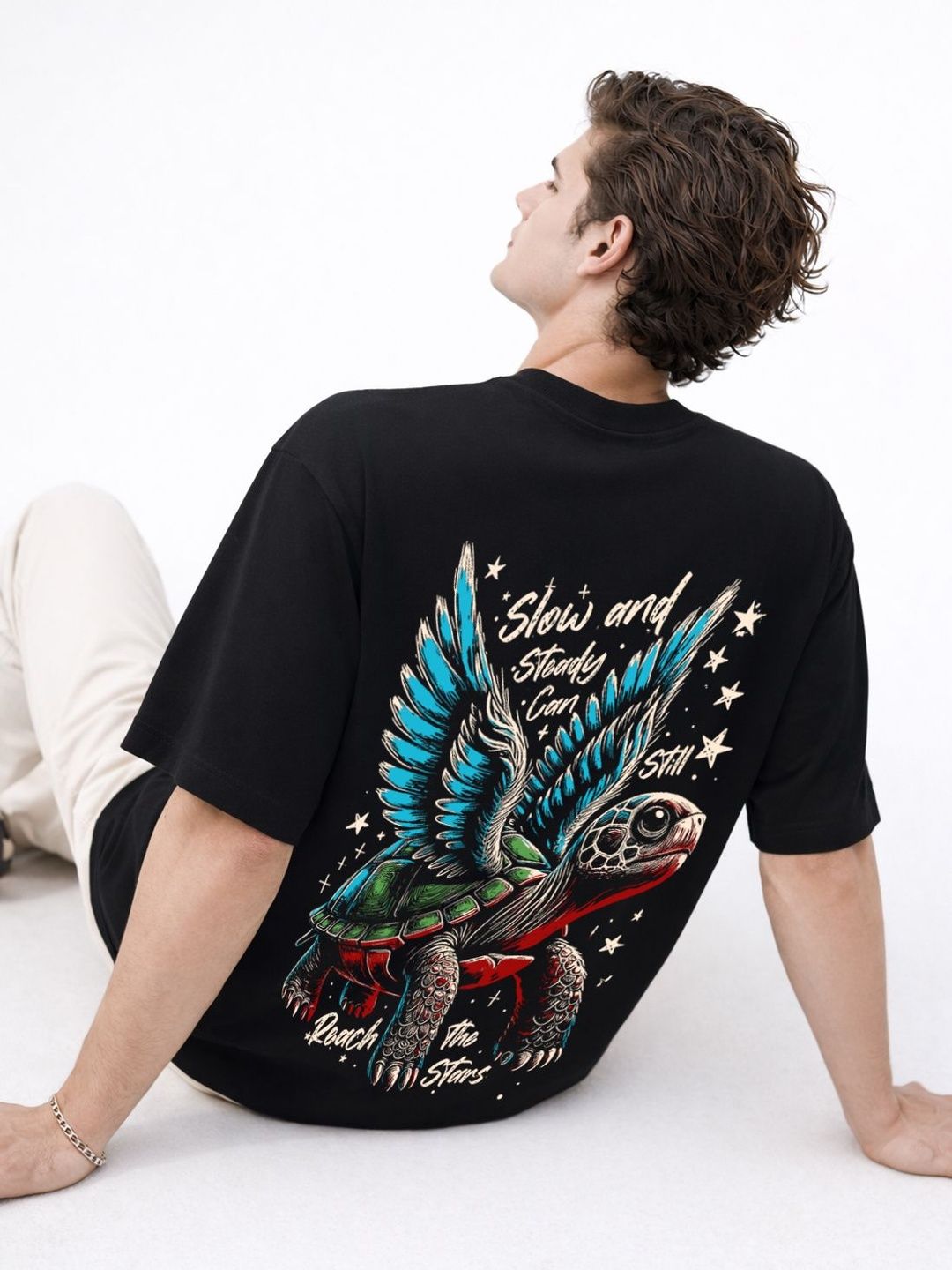 ADRO Men Printed Drop-Shoulder Sleeves T-shirt