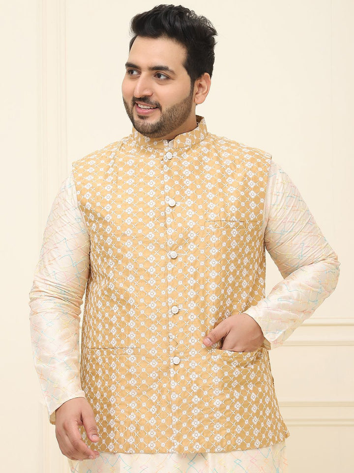 SOJANYA PLUS Jaket Sulam Lelaki Nehru Plus Size