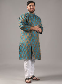 SOJANYA PLUS Plus Size Men Ethnic Motifs Woven Design Straight Kurta With Pyjamas