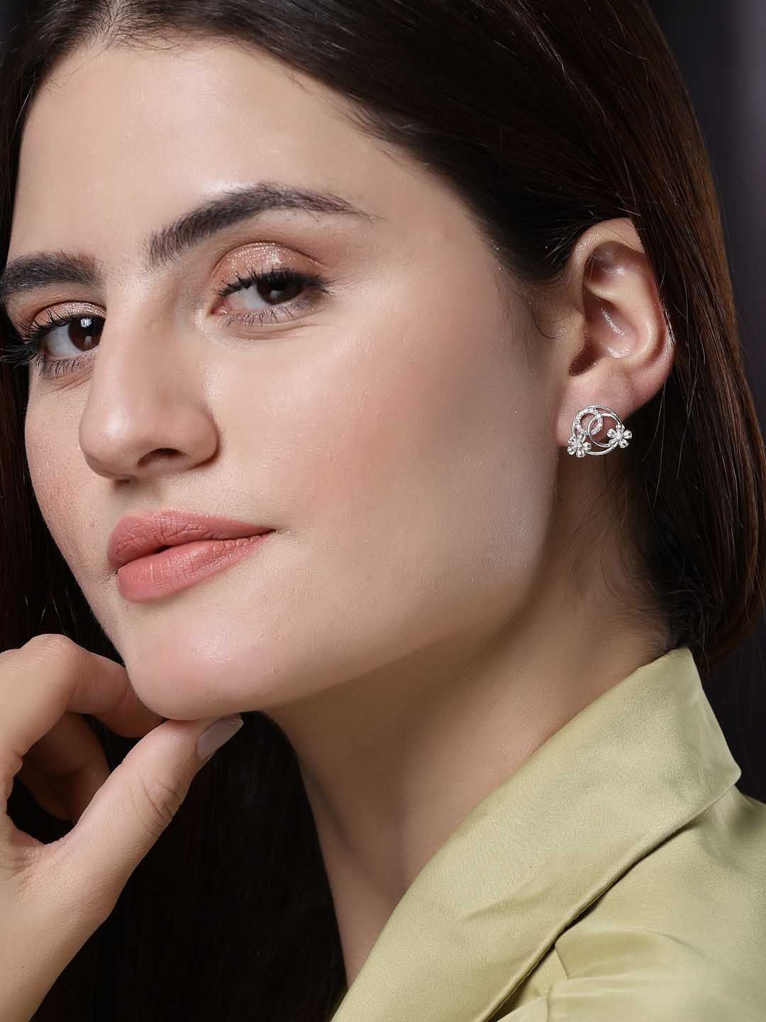 Kancing Zirkonia Kubik Bersalut Rhodium PANASH 925 Sterling Perak