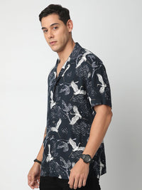 VASTRADO Men Classic Cuban Collar Floral Printed Oversized Casual Shirt