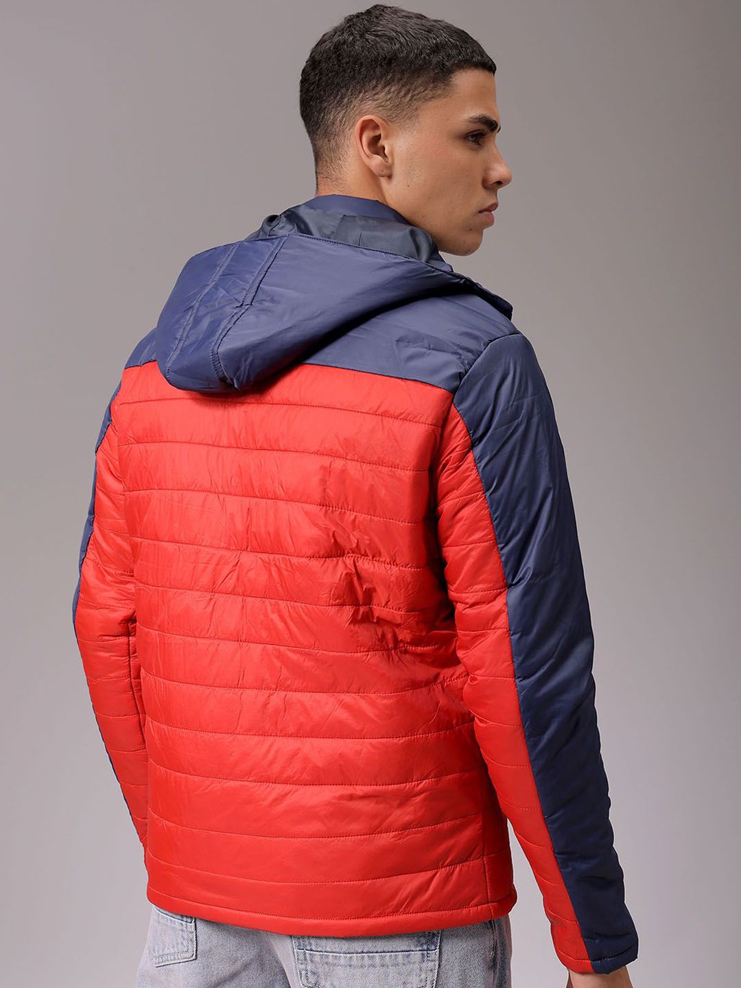 The Indian Garage Co Men Colourblocked Detachable Hood Padded Jacket