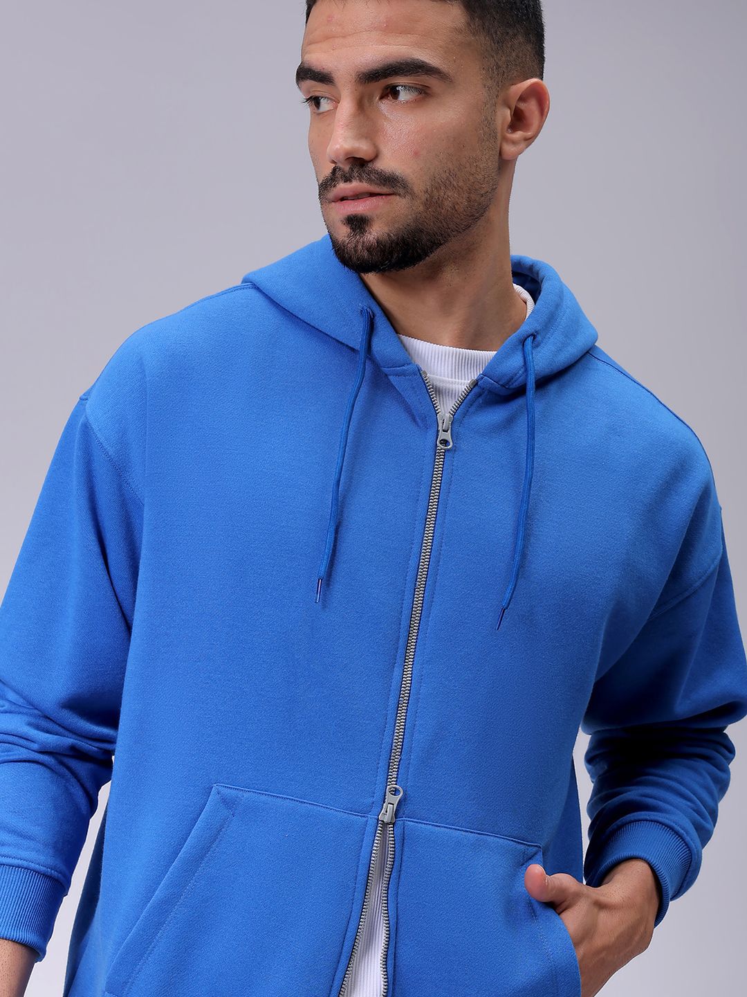 The Indian Garage Co Men Hooded Double Way Front Open Zipper Sweatshirt